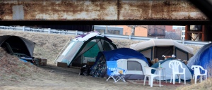 A homeless camp in Providence, Rhode Island (image courtesy lahcar1477).