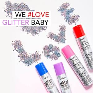 A sample of Claire's broad sampling of glitter products.