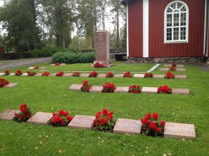 Soldiers' graves at the Kiiminki Church in northern Finland.